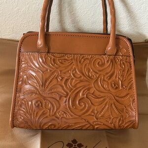 Patricia Nash Embossed Tan Leather Satchel